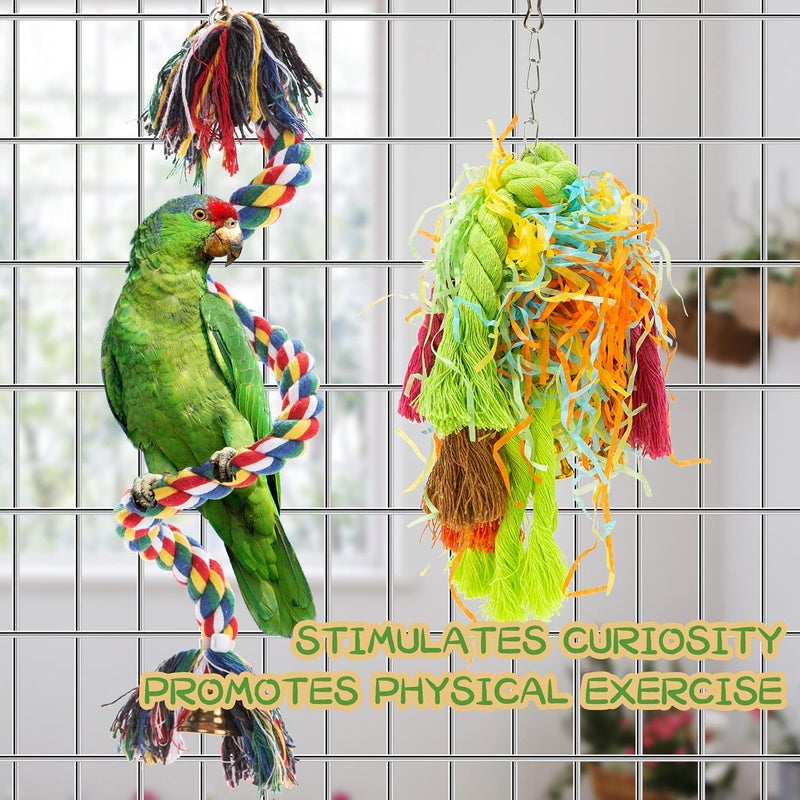 RLRICH Store 5PACK Colorful Shredder Bird Foraging & Hanging Toys, Comfy Perch Parrot Toy for Rope Bungee - Image 5